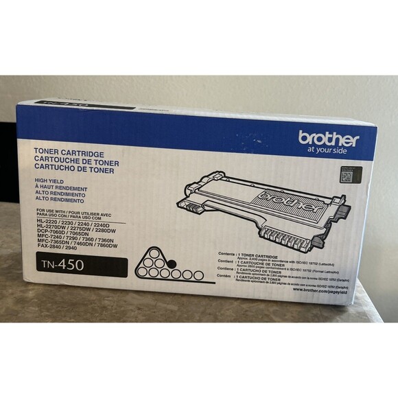 Brother TN-450 High Yield Black Toner Cartridge HL-2280DW MFC-7240 7290 7360 - Picture 1 of 6